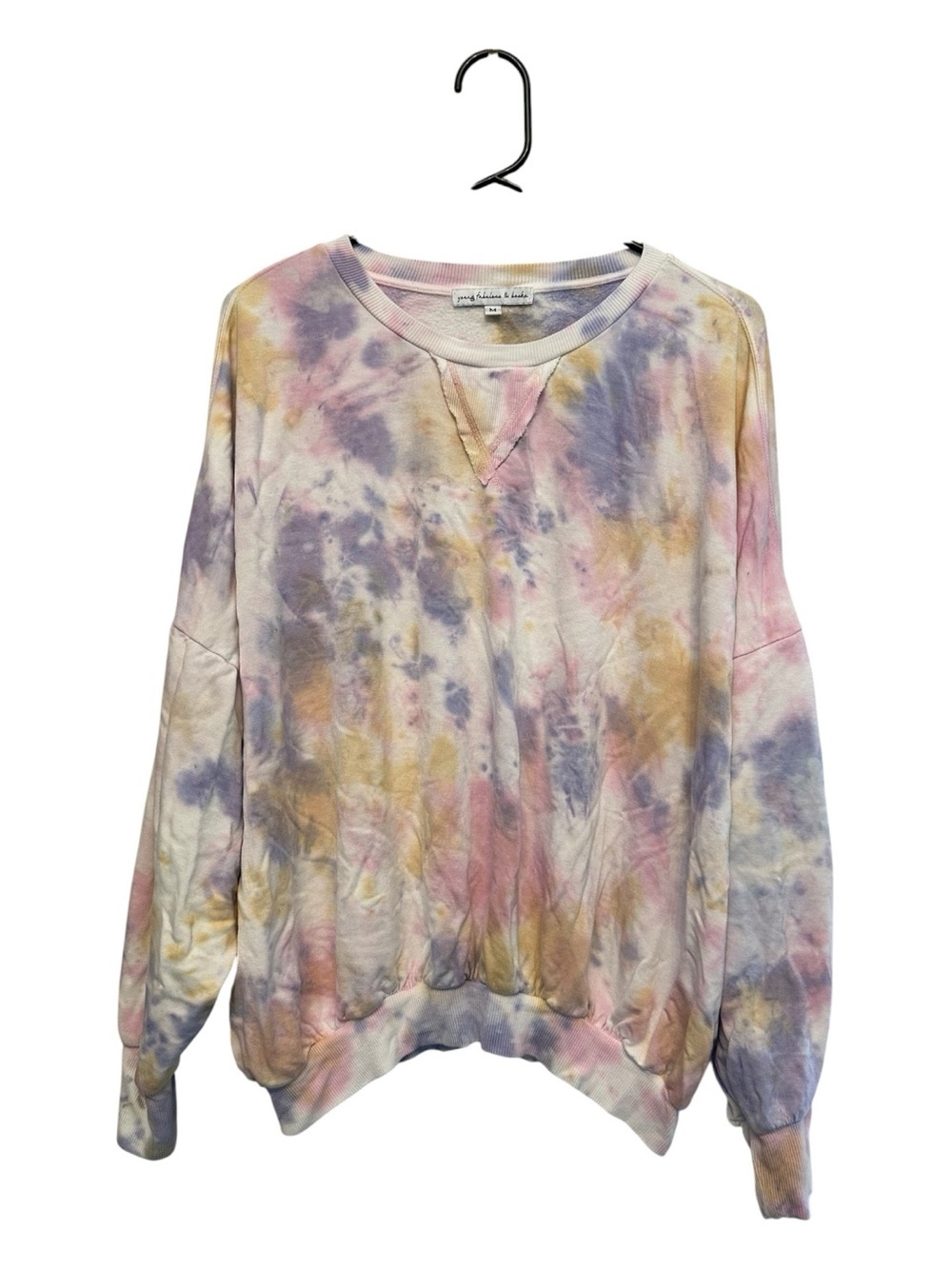 Young Fabulous & Broke Tie-Dye Pastel Sweatshirt - Pink, Lavender & Mustard M